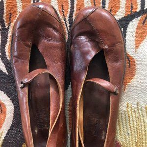 CYDWOQ Handmade Mary Janes Brown Leather size 40/10